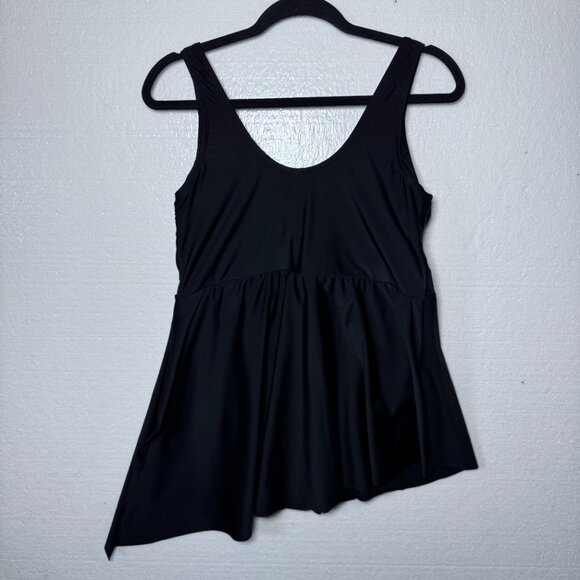 Torrid Womens Plus Sz 1 1X Black Asymmetrical One Piece Swim Dress Bathing Suit - Picture 3 of 12